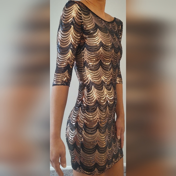 Papaya Sequin Party Dress - Picture 2 of 8